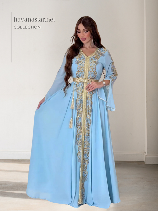 فستان / عباية مغربية بألوان جذابة و مطرزة بالقفطان