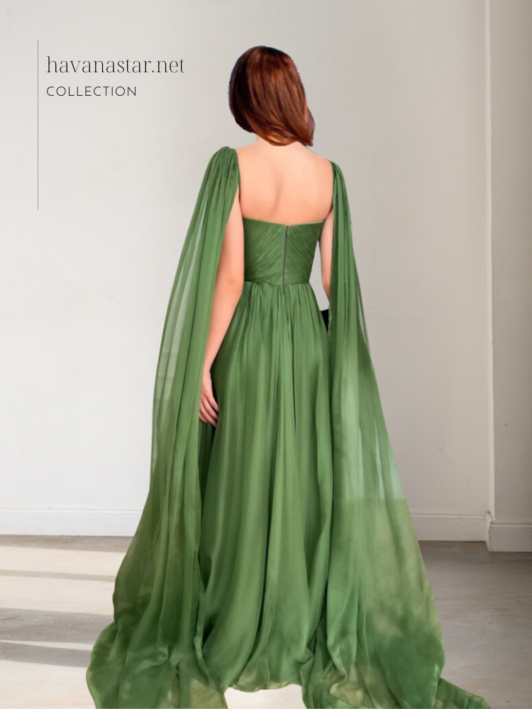 ‏فستان الأميرات من الشيفون الأخضر