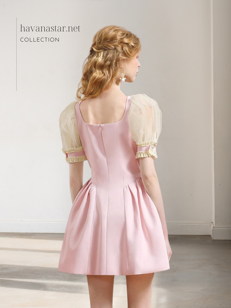 فستان ستايل العصر الفرنسي القديم مطرز بخيوط القيطان